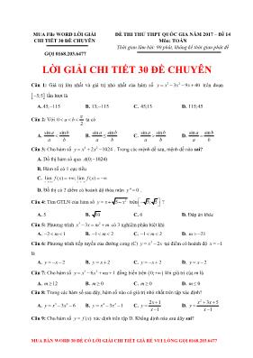 Đề thi thử THPT quốc gia năm 2017  Đề 14 - Môn Toán